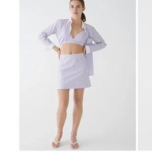 Marie Marot X J.Crew Mini Skirt Purple Lavender Stripe Sz 8 Cotton Preppy Paris